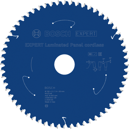 Bosch EXPERT lamineeritud paneelide akuga saeleht, T60.
